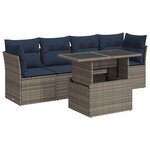 vidaXL Salon de jardin 5 Pièces avec coussins gris résine tressée acacia