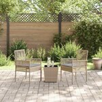 vidaXL Ensemble bistro de jardin 3 Pièces Beige Poly rotin