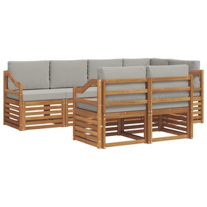 vidaXL Ensemble de canapé d'angle 7 Pièces Gris Naturel et Clair