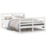 vidaXL Cadre de lit avec tête de lit blanc 120x200 cm bois pin massif