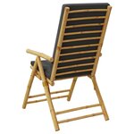 vidaXL Chaises de bistro pliantes lot de 2 coussins gris foncé bambou
