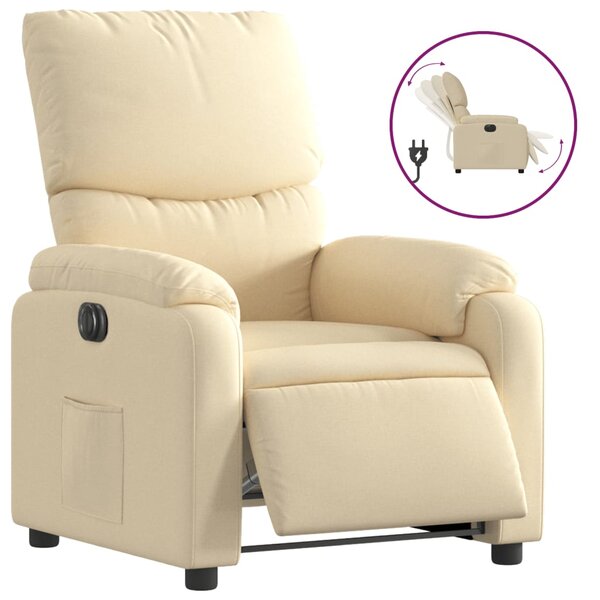 vidaXL Fauteuil inclinable électrique Crème Tissu