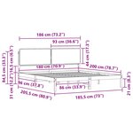 vidaXL Cadre de lit avec tête de lit rembourrée Noir 180 x 200 cm