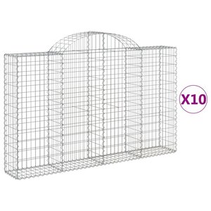 vidaXL Paniers à gabions arqués 10 Pièces 200x30x120/140 cm Fer galvanisé