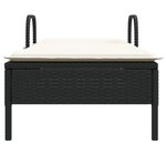 vidaXL Chaise longue avec roues et coussin noir résine tressée