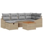 vidaXL Ensemble de canapé de jardin avec coussin 7 Pièces Beige polyrotin
