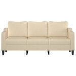 vidaXL Canapé à 3 places Crème 180 cm Tissu