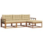 vidaXL Ensemble de canapés d'extérieur 4 pc Naturel et Beige