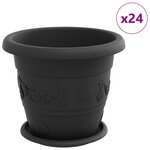 vidaXL Pots de plantes 24 Pièces Noir Ø 26 x 21.5 cm Plastique