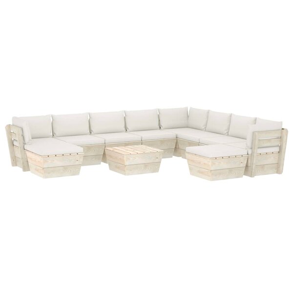 vidaXL Salon de jardin palette 11 Pièces avec coussins bois d'épicéa