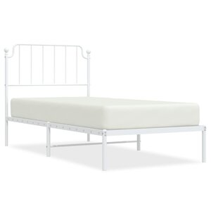 vidaXL Cadre de lit métal sans matelas avec tête de lit blanc 90x190cm