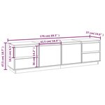 vidaXL Meuble TV Gris 176x37x47 5 cm Bois de pin massif