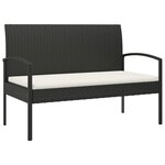 vidaXL Banc de jardin avec coussin noir 105 cm résine tressée