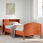 vidaXL Lit bibliothèque sans matelas cire marron 90x200 cm pin massif