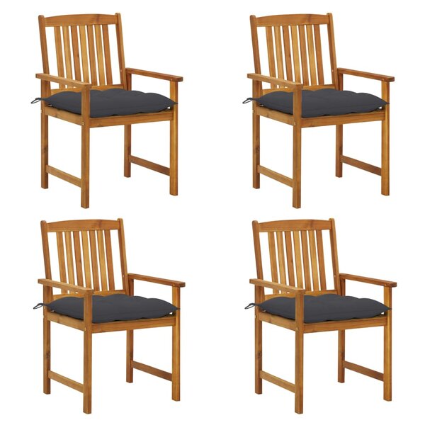 vidaXL Chaises de jardin avec coussins 4 Pièces Bois d'acacia massif