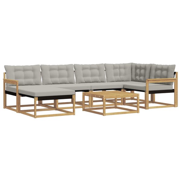 vidaXL Ensemble de canapés d'extérieur 7 Pièces Blanc et gris clair