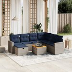 vidaXL Salon de jardin 8 Pièces avec coussins gris résine tressée