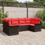 vidaXL Ensemble de canapé de jardin 6 Pièces Marron Poly rotin
