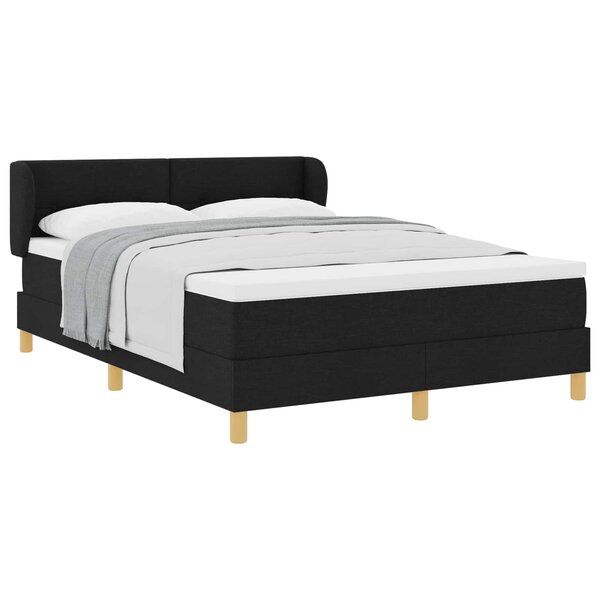 vidaXL Lit à ressorts avec matelas Noir 140 x 190 cm tissu
