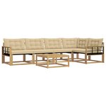 vidaXL Ensemble de canapés d'extérieur 6 Pièces Blanc et Beige
