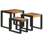 vidaXL Table Gigogne 3 Pièces Bois d'acacia massif et métal