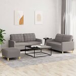 vidaXL Ensemble de canapés 3 Pièces avec coussins Taupe Tissu