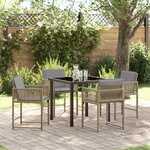 vidaXL Set de salle à manger de jardin de 5 pièces avec coussins en beige poly rattan