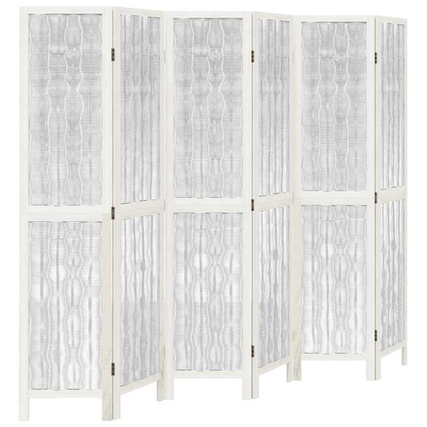 vidaXL Cloison de séparation 6 panneaux blanc bois de paulownia massif