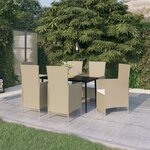 vidaXL Ensemble de salle à manger de jardin avec coussins 7 Pièces Beige