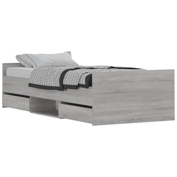 vidaXL Cadre de lit tête de lit et pied de lit sonoma gris 90x200 cm