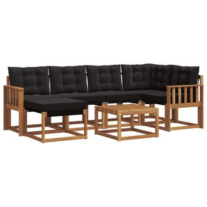 vidaXL Ensemble de canapés d'extérieur 7 pc Naturel et Noir