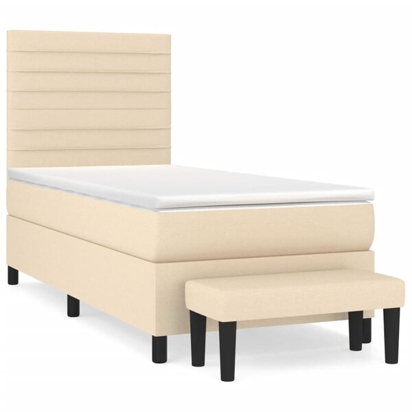 vidaXL Sommier à lattes de lit avec matelas Crème 90x200 cm Tissu