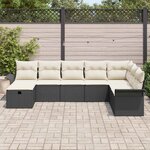 vidaXL Ensemble de canapé de jardin avec coussin 8 Pièces Noir Poly rotin