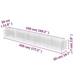 vidaXL Lit surélevé à gabion Acier galvanisé 450x50x50 cm