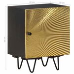 vidaXL Table de chevet avec front en laiton 40x30x50cm Manguier massif