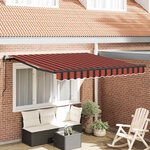 vidaXL Auvent Rétractable Rouge et noir 350 x 250 cm tissu