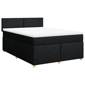 vidaXL Sommier à lattes de lit avec matelas Noir 140x200 cm Tissu