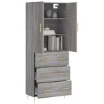 vidaXL Buffet haut Sonoma gris 69 5x34x180 cm Bois d'ingénierie