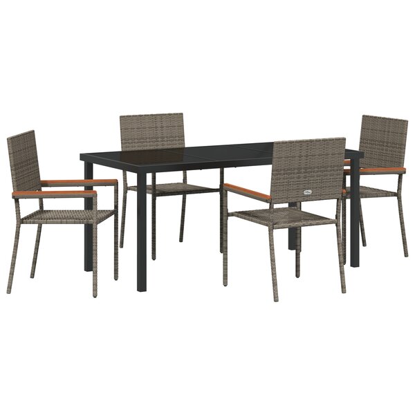 vidaXL Ensemble de jardin 5 pièces en poly rotin gris