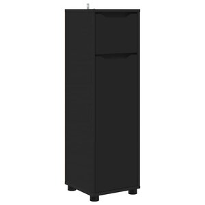 vidaXL Cabinet de salle de bain avec tiroir Noir 30 5 x 30 x 101 cm