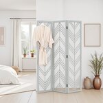 Paravent 3 pans pliable en bois gris - Séparateur de pièce