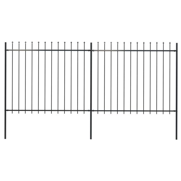 vidaXL Clôture de jardin avec dessus en lance Acier 3 4 x 1 5 m Noir