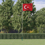 vidaXL Drapeau de la Turquie et mât 6 08 m Aluminium
