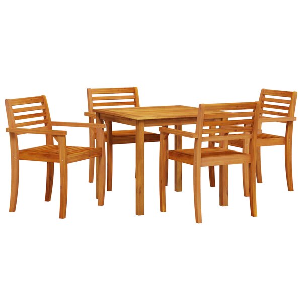 Ensemble de salle à manger de jardin 5 pièces en bois d'acacia solide