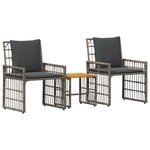vidaXL Ensemble de meubles d'extérieur 3 Pièces Noir et Gris foncé