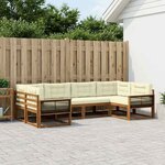 vidaXL Ensemble de canapés d'extérieur 6 pc Naturel et Crème
