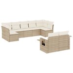 vidaXL Salon de jardin avec coussins 9 Pièces beige résine tressée