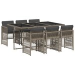 vidaXL Ensemble à manger de jardin et coussins 7 Pièces gris rotin