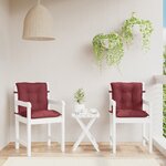 vidaXL Coussins de chaise dossier bas lot de 2 rouge bordeaux mélangé