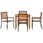 Ensemble de salle à manger de jardin 5 pièces vidaXL Noir Poly Rattan Acacia